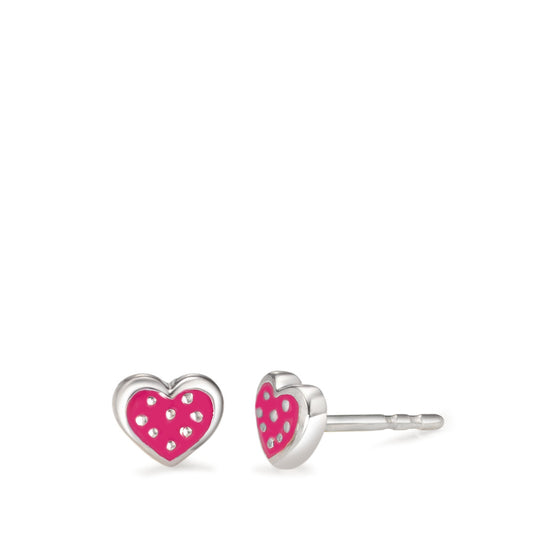 Clous d'oreilles Argent Rhodié Coeur Ø6 mm