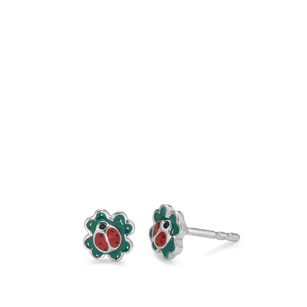 Clous d'oreilles Argent bicolore Rhodié Coccinelle Ø6 mm