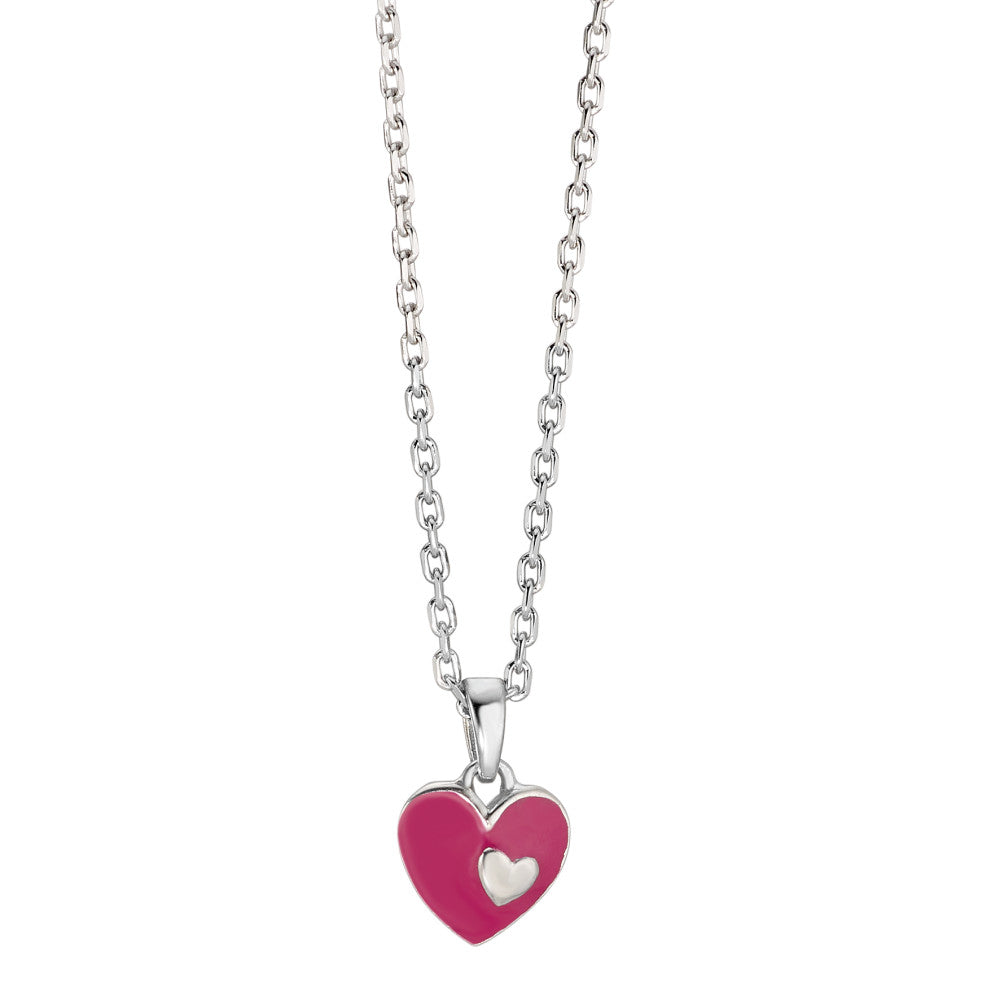 Chaînette avec pendentif Argent Rhodié Coeur 38-40 cm Ø9 mm