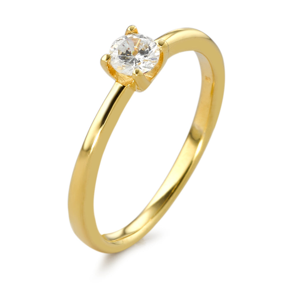 Bague solitaire Or jaune 9K Zircone Ø3.8 mm