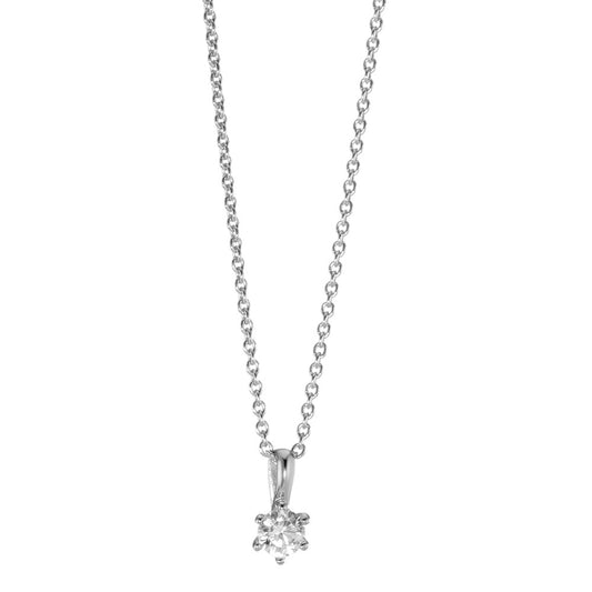 Chaînette avec pendentif Or blanc 9K Zircone 40-42 cm Ø4 mm