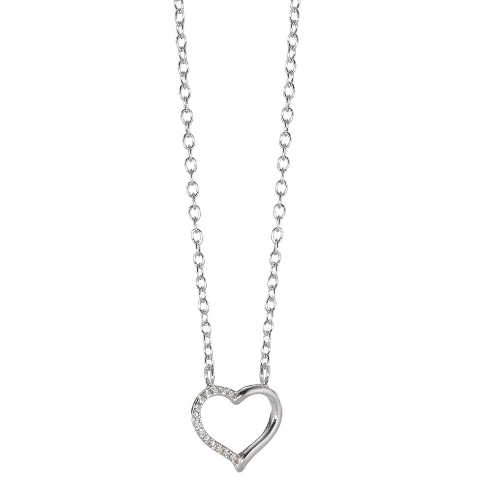 Collana Argento Zirconia rodiato Cuore 38-42 cm