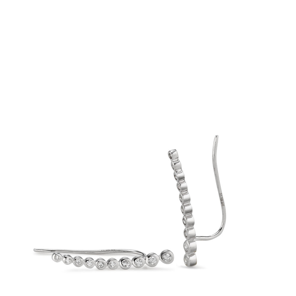 Boucle d'oreille glissante Argent Zircone 20 Pierres Rhodié