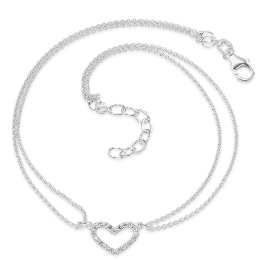 Chaînette de cheville Argent Zircone Coeur 23-26 cm