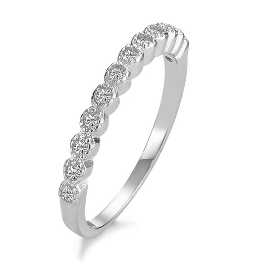 Memory Ring Silber Zirkonia 12 Steine rhodiniert