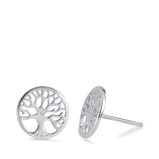 Clous d'oreilles Argent Rhodié Arbre de la vie Ø10 mm