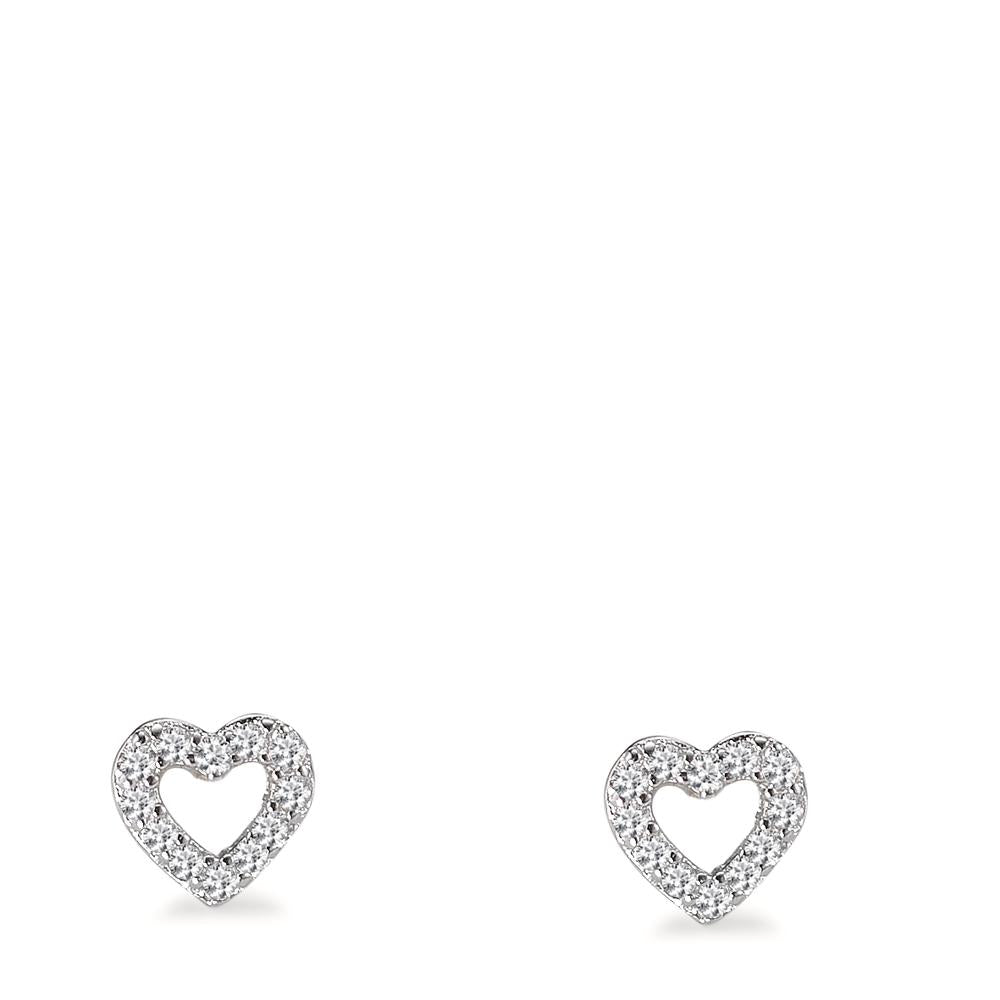 Clous d'oreilles Argent Zircone Rhodié Coeur Ø6 mm