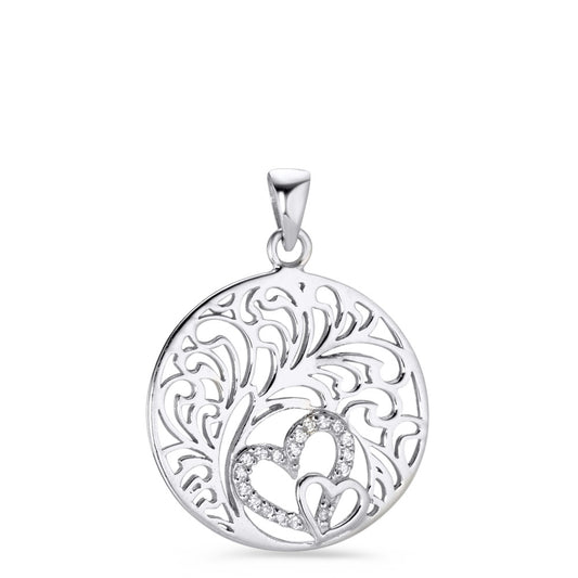 Pendentif Argent Zircone Rhodié Coeur Ø20 mm