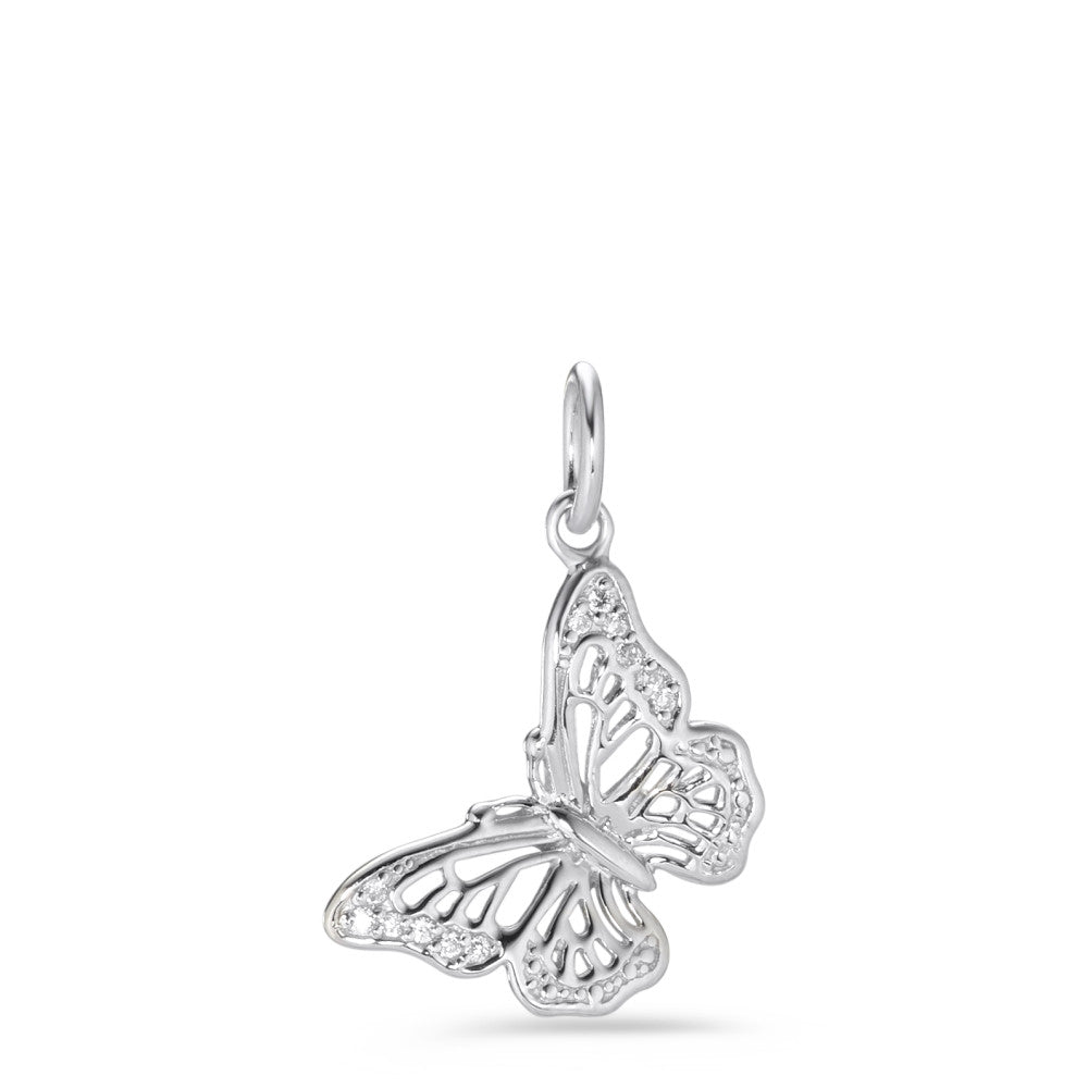 Pendentif Argent Zircone Rhodié Papillon