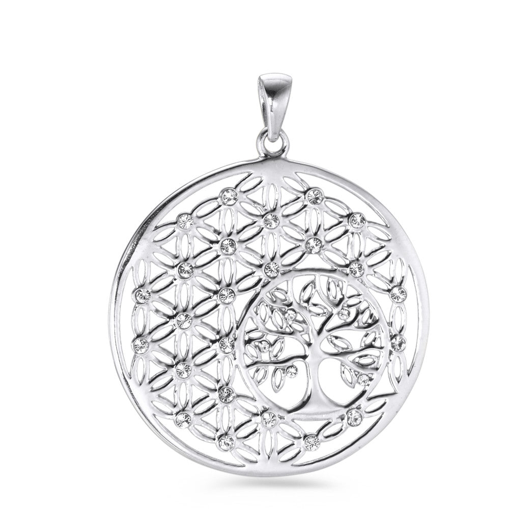 Pendentif Argent Zircone Rhodié Fleur de vie Ø30 mm