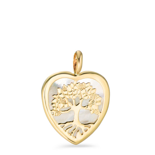 Pendentif Or jaune 9K nacre Arbre de la vie Ø18 mm