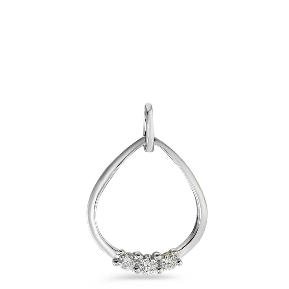 Pendentif Or blanc 18K Diamant blanc, 0.07 ct, 3 Pierres, brillant, w-si