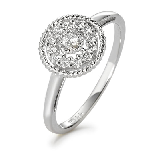 Bague Or blanc 18K Diamant blanc, 0.16 ct, 13 Pierres, brillant, w-si Ø9.5 mm