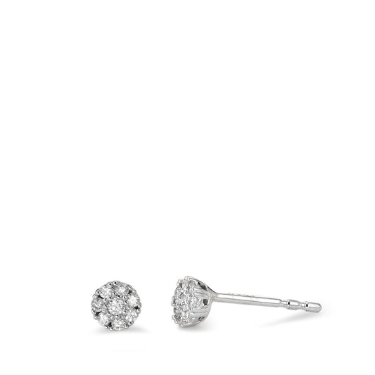 Clous d'oreilles Or blanc 18K Diamant blanc, 0.14 ct, 16 Pierres, brillant, w-si Ø4 mm