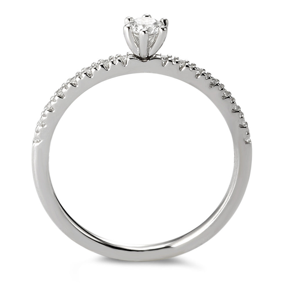 Bague solitaire Or blanc 18K Diamant blanc, 0.20 ct, 17 Pierres, brillant, w-si