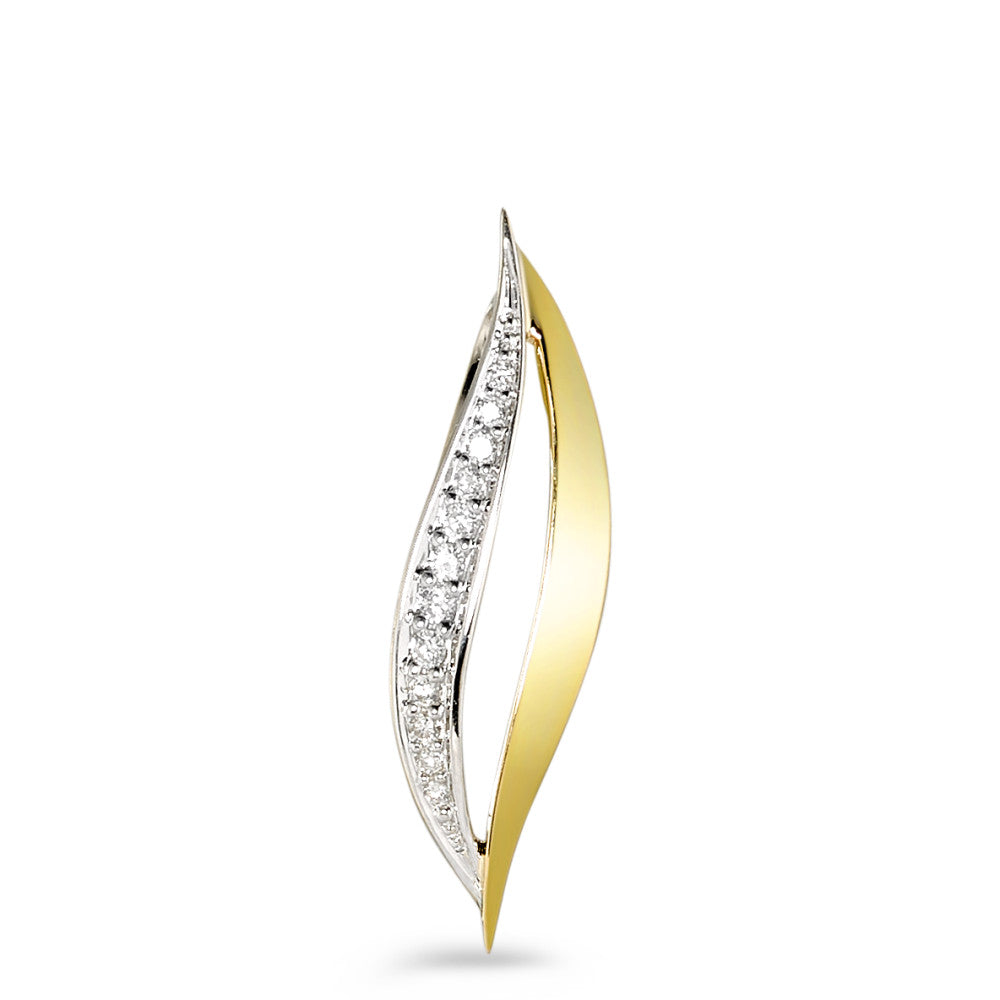 Pendentif Or jaune 18K, Or blanc 18K Diamant blanc, 0.06 ct, 12 Pierres, brillant, w-si