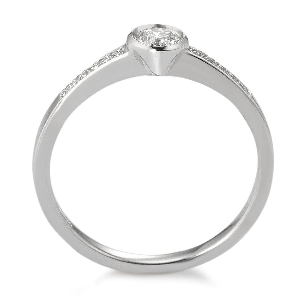 Bague solitaire Or blanc 18K Diamant blanc, 0.22 ct, 11 Pierres, brillant, w-si Ø4.5 mm