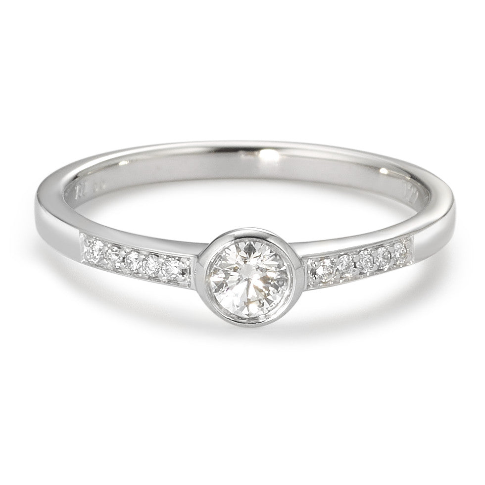 Bague solitaire Or blanc 18K Diamant blanc, 0.22 ct, 11 Pierres, brillant, w-si Ø4.5 mm