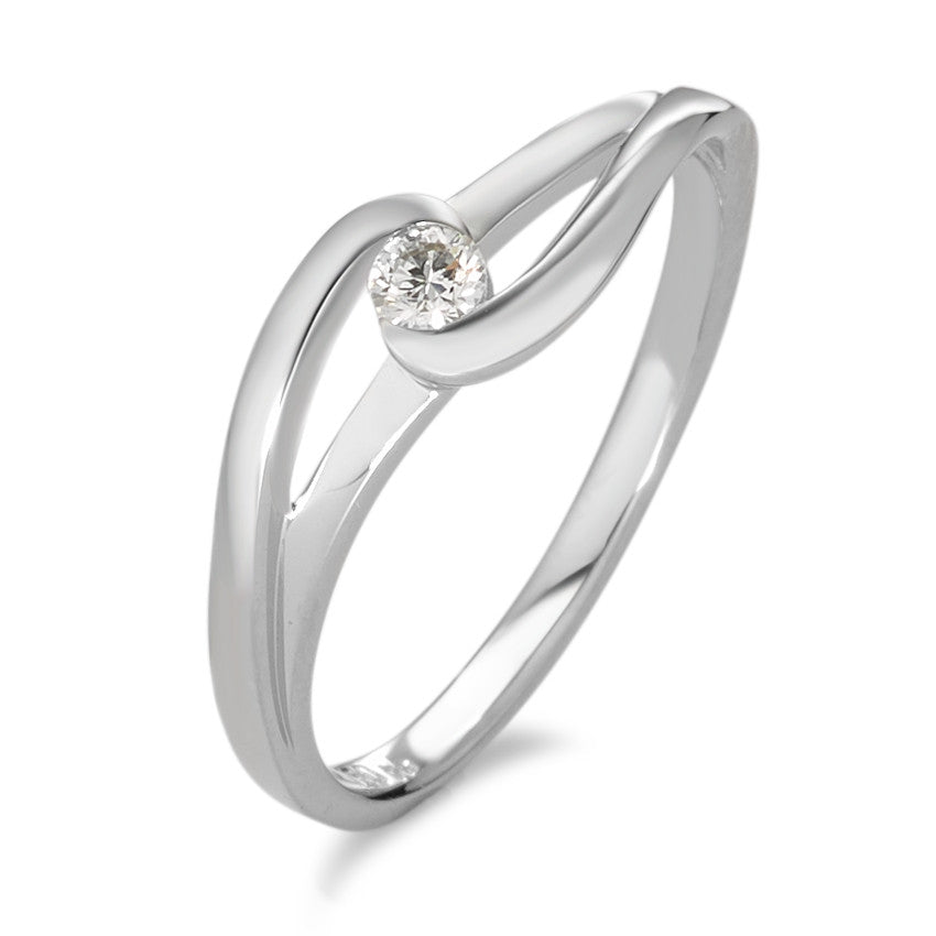 Bague Or blanc 18K Diamant blanc, 0.08 ct, brillant, w-si