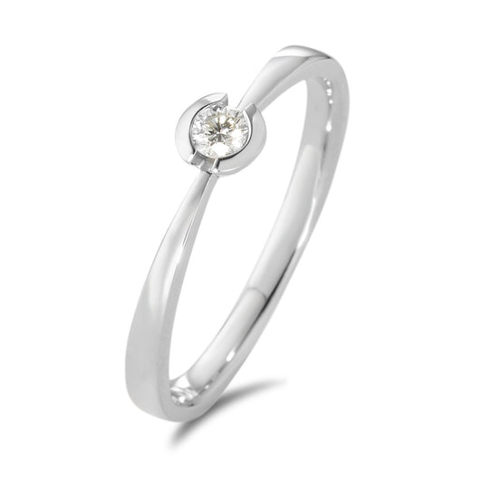 Anello solitario Oro bianco 750/18 carati Diamante bianco, 0.10 ct, [Brillant], w-si