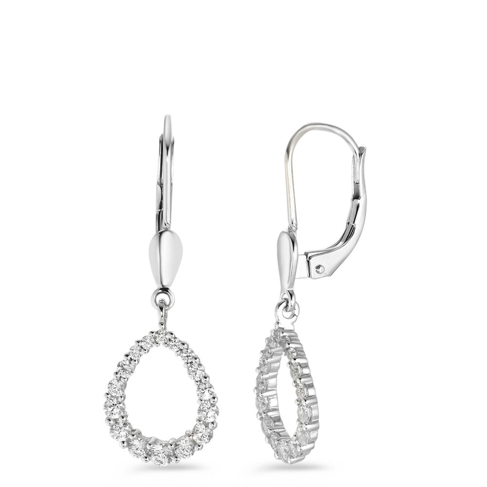 Pendant d'oreilles Or blanc 9K Zircone blanc, 32 Pierres