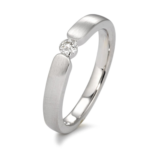 Bague solitaire Or blanc 18K Diamant blanc, 0.10 ct, brillant, w-si