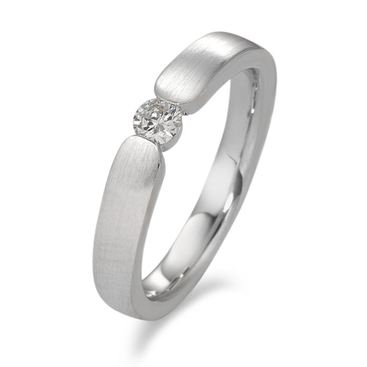 Solitär Ring 750/18 K Weissgold Diamant weiss, 0.15 ct, Brillantschliff, w-si