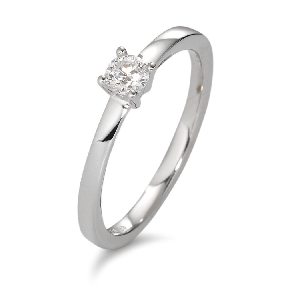 Solitär Ring 750/18 K Weissgold Diamant weiss, 0.20 ct, Brillantschliff, w-si