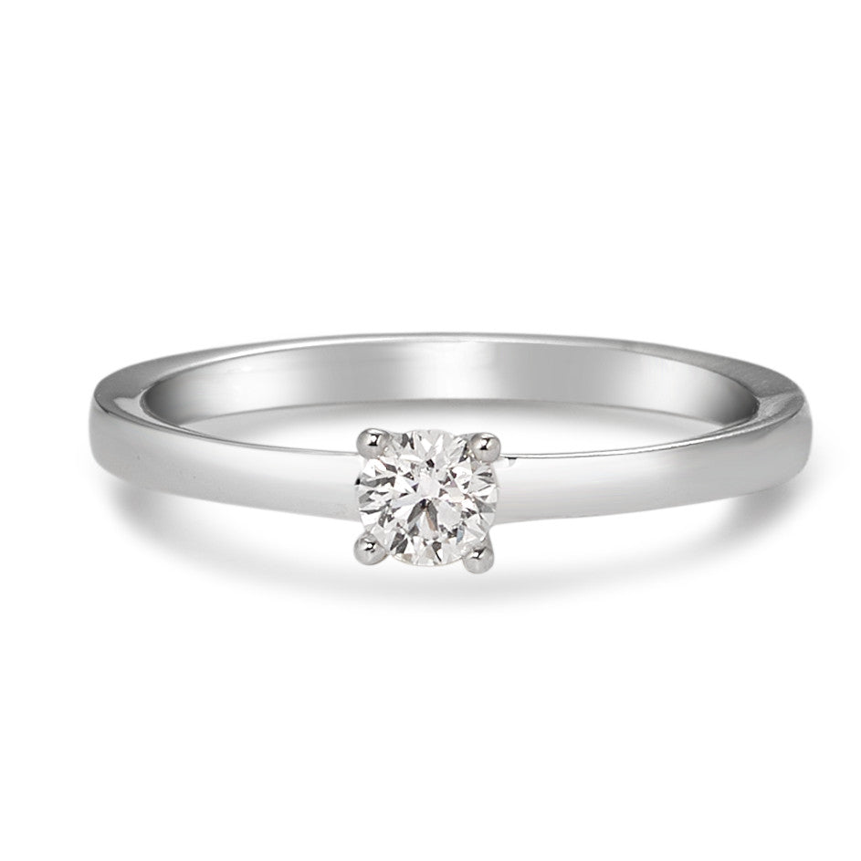 Solitär Ring 750/18 K Weissgold Diamant weiss, 0.20 ct, Brillantschliff, w-si