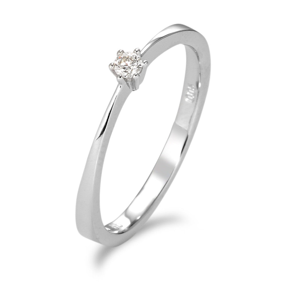 Bague solitaire Or blanc 18K Diamant blanc, 0.05 ct, brillant, w-si