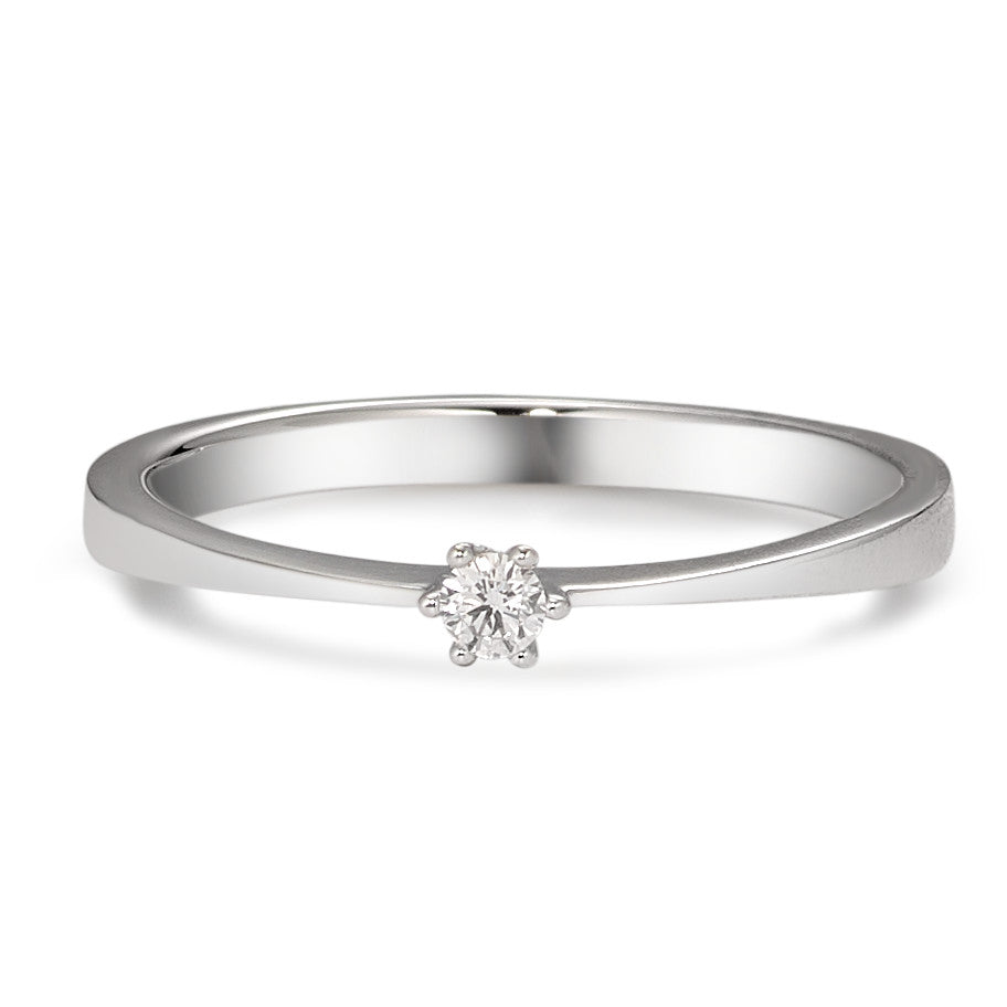 Bague solitaire Or blanc 18K Diamant blanc, 0.05 ct, brillant, w-si