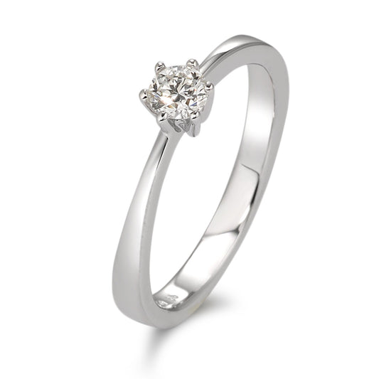 Bague solitaire Or blanc 18K Diamant blanc, 0.20 ct, brillant, w-si