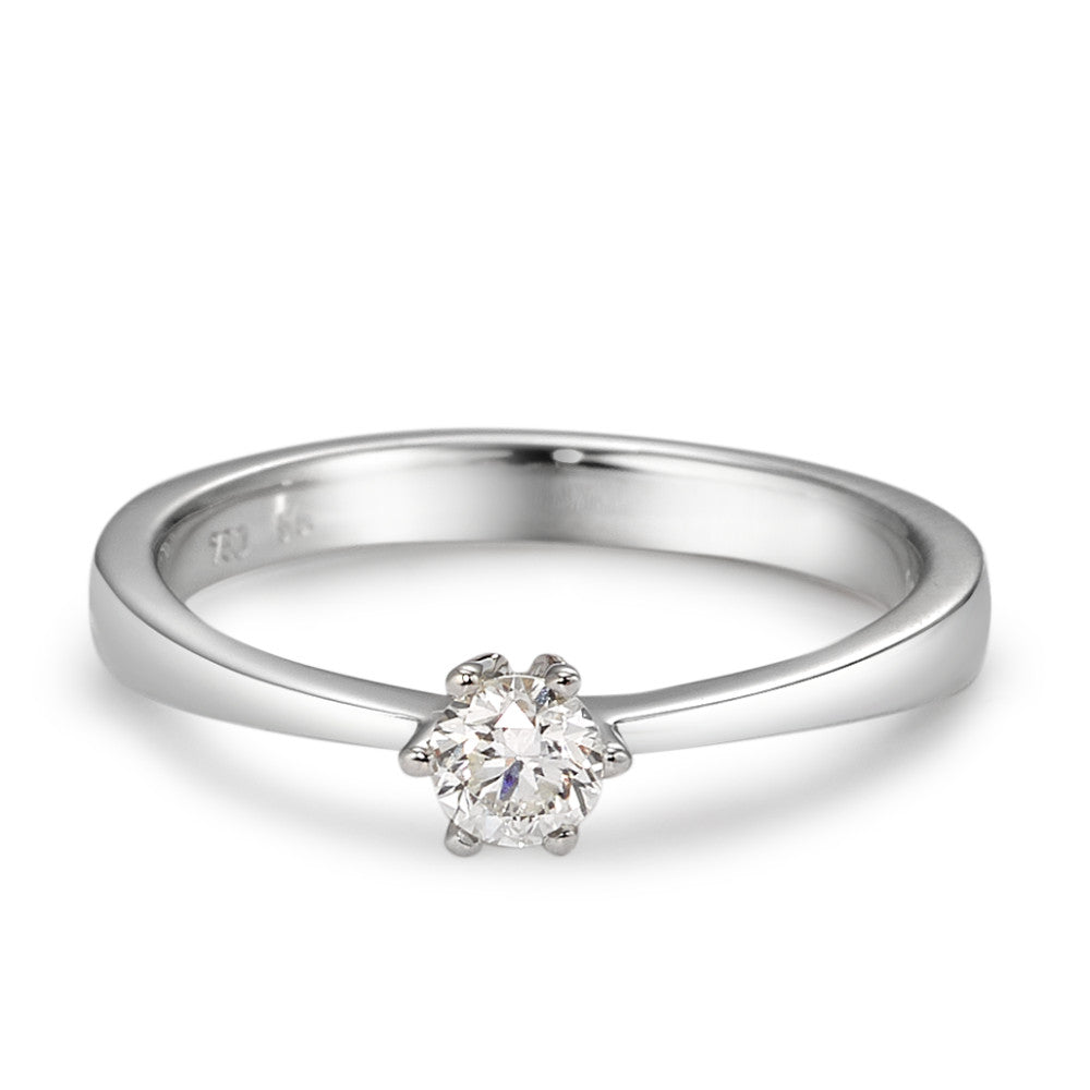 Bague solitaire Or blanc 18K Diamant blanc, 0.20 ct, brillant, w-si