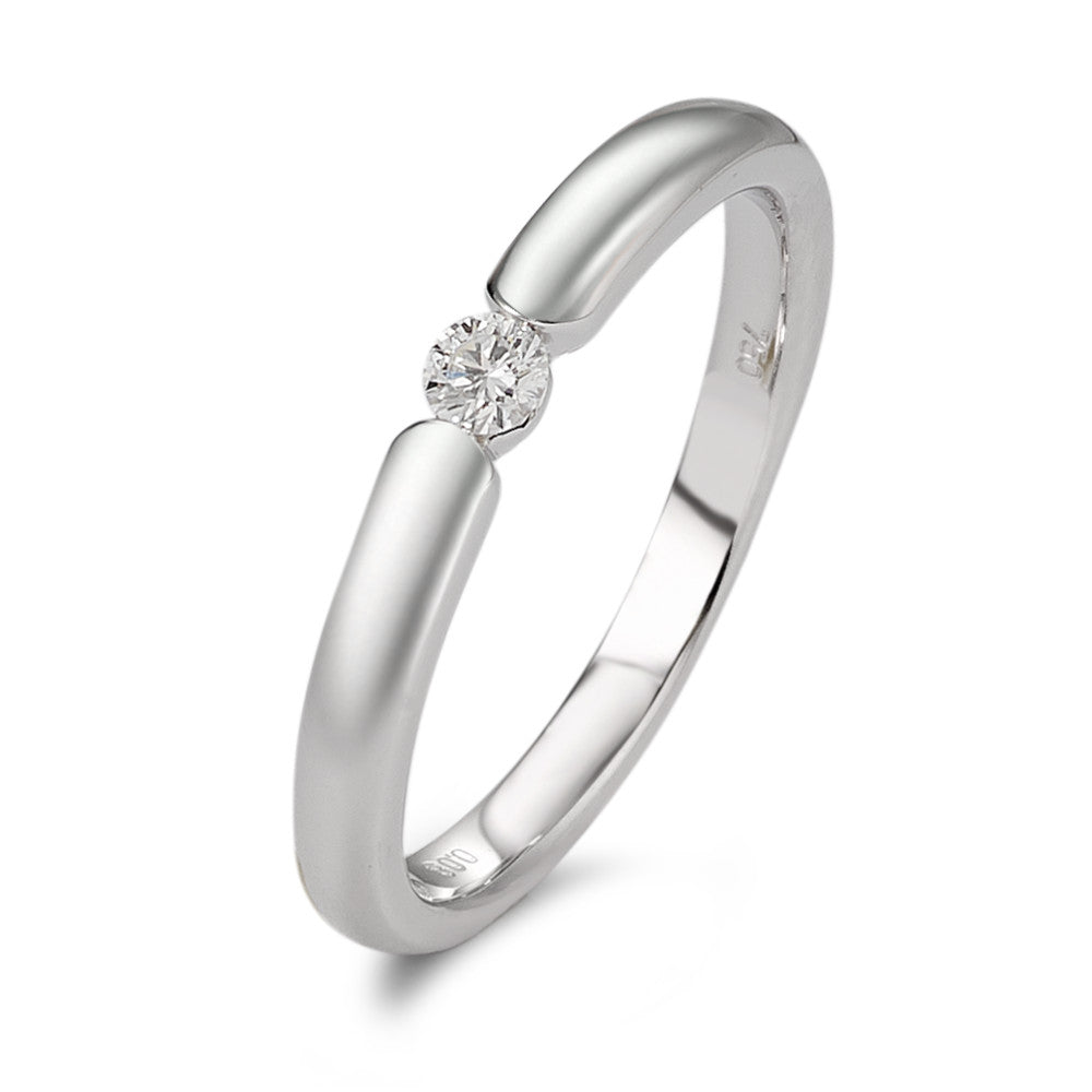 Bague solitaire Or blanc 18K Diamant blanc, 0.08 ct, brillant, w-si