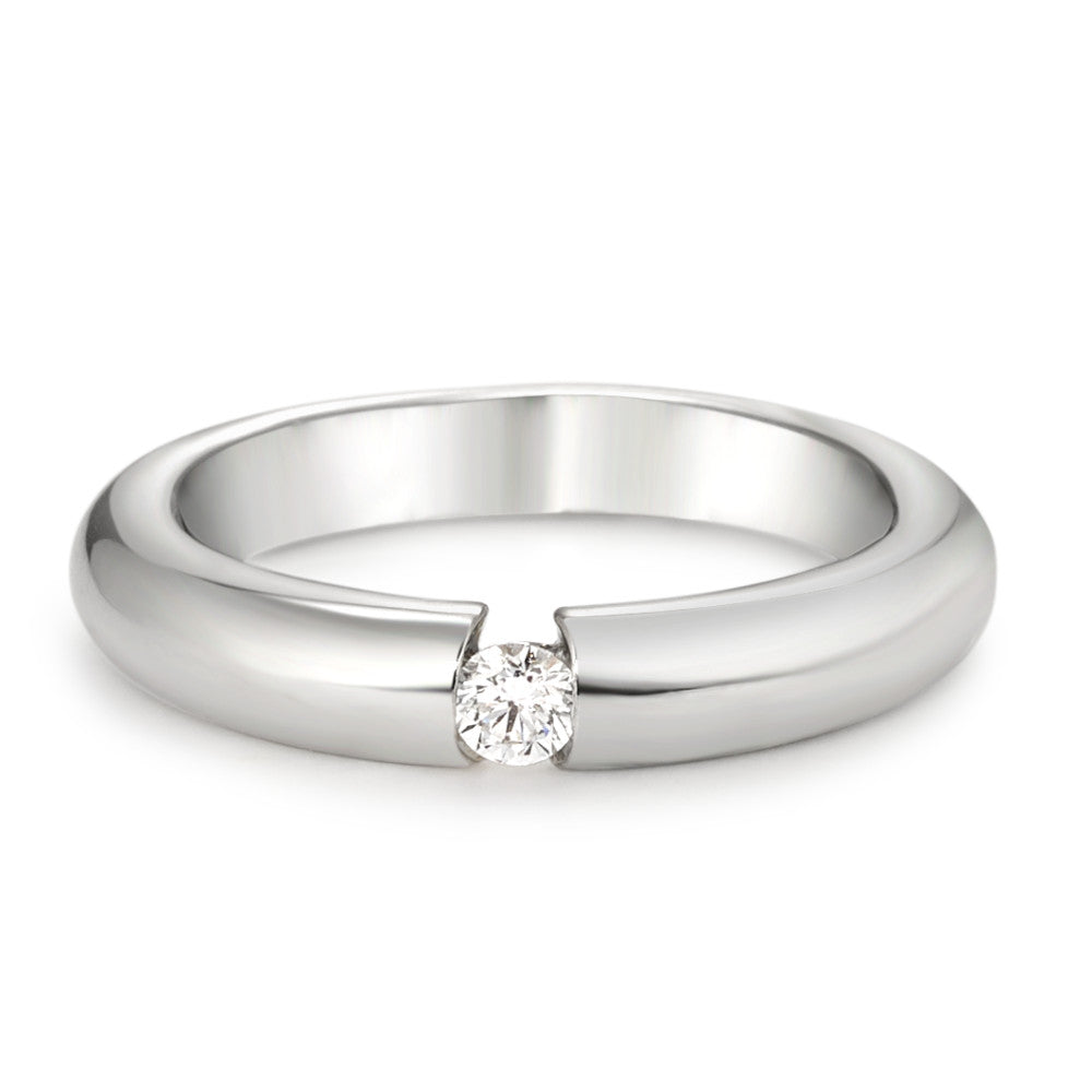 Solitär Ring 750/18 K Weissgold Diamant weiss, 0.10 ct, Brillantschliff, w-si