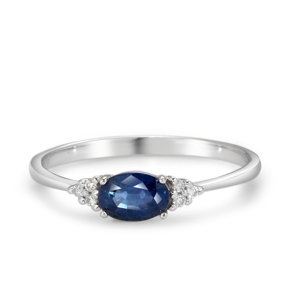 Fingerring 375/9 K Weissgold Saphir blau, oval, Diamant weiss, 0.035 ct, 6 Steine, p1