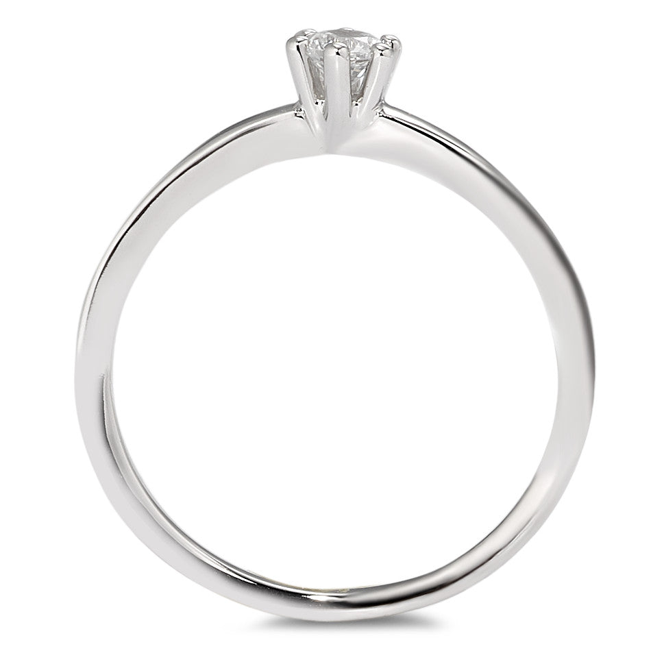 Bague solitaire Or blanc 9K Zircone blanc Ø3.4 mm