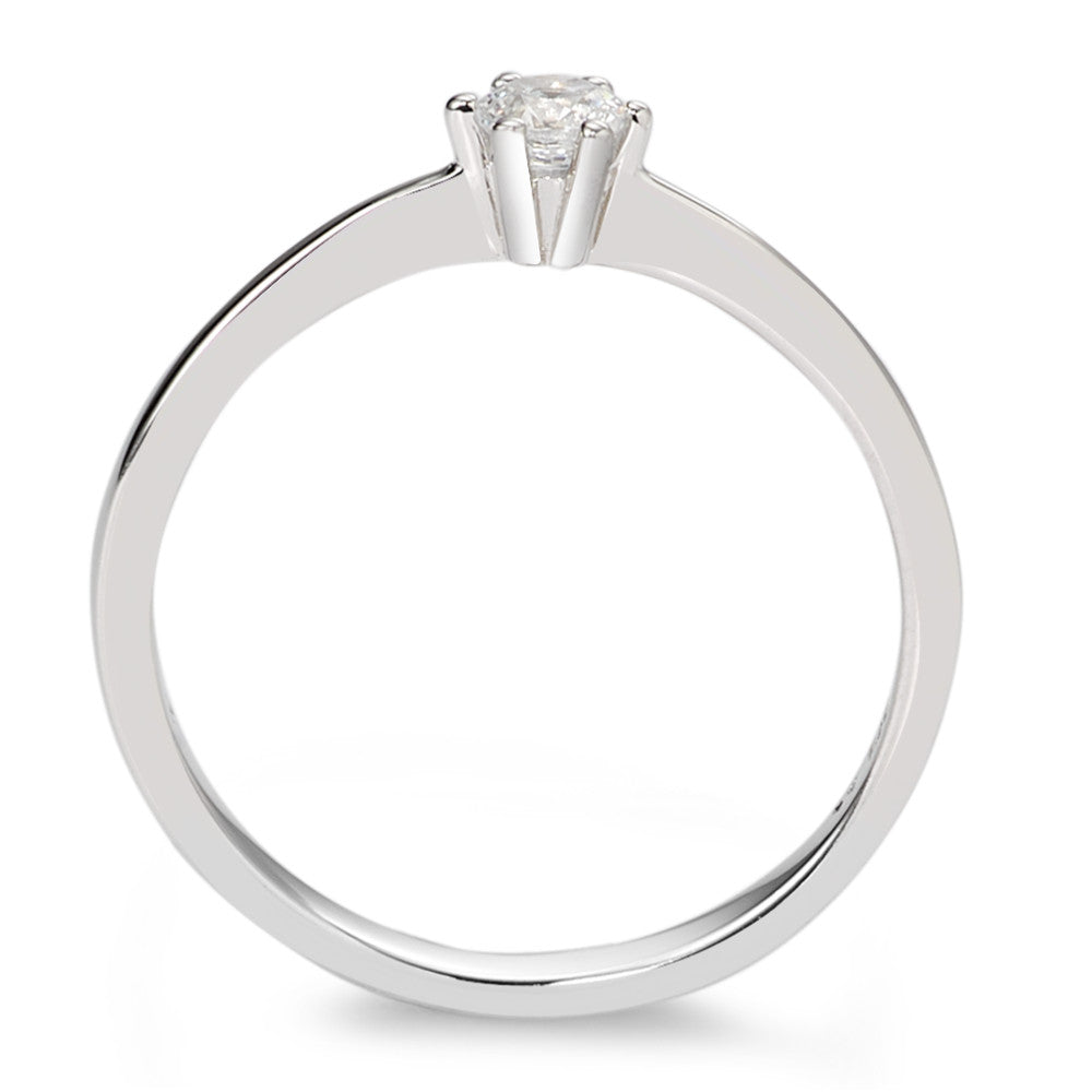 Bague solitaire Or blanc 9K Zircone blanc Ø3 mm