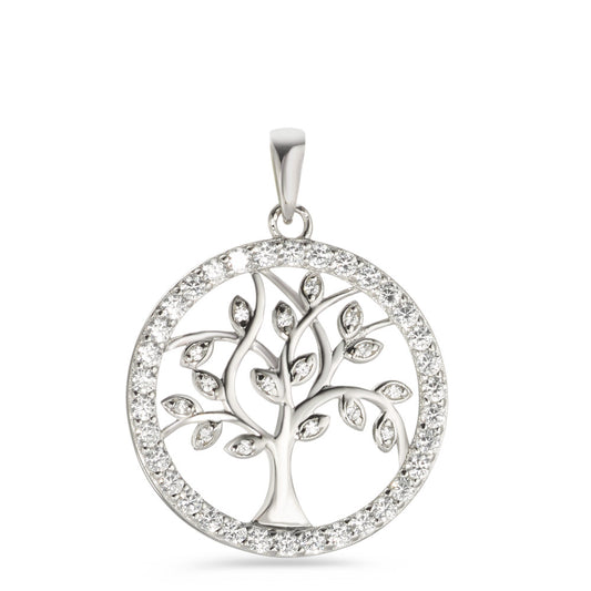 Pendentif Argent Zircone Rhodié Arbre de la vie Ø23 mm