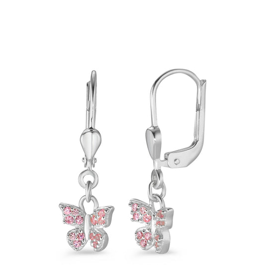 Orecchini Argento Zirconia rosa, 28 pietra Farfalla