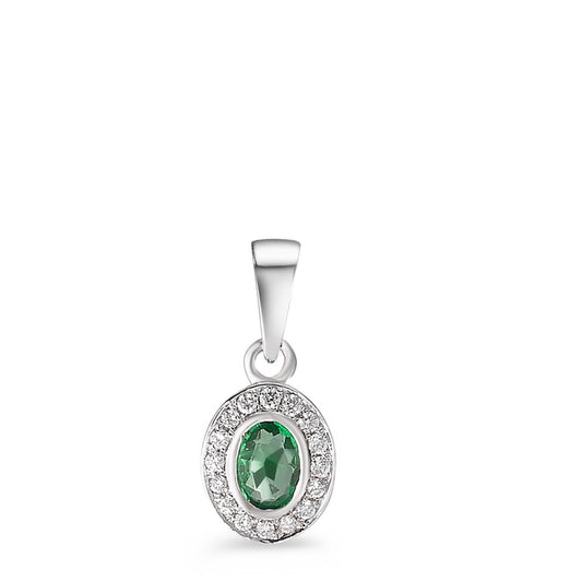 Pendentif Or blanc 18K Diamant 0.04 ct, 17 Pierres, w-si, Émeraude