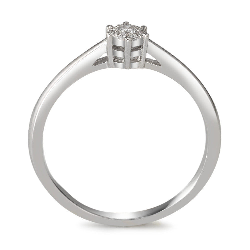 Bague solitaire Or blanc 18K Diamant 0.08 ct, 10 Pierres, w-si