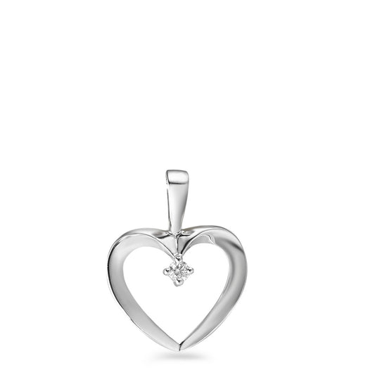 Ciondolo Oro bianco 750/18 carati Diamante 0.02 ct, w-si Cuore Ø12 mm