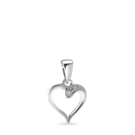 Ciondolo Oro bianco 750/18 carati Diamante 0.015 ct, 4 pietra, w-si Cuore Ø9 mm