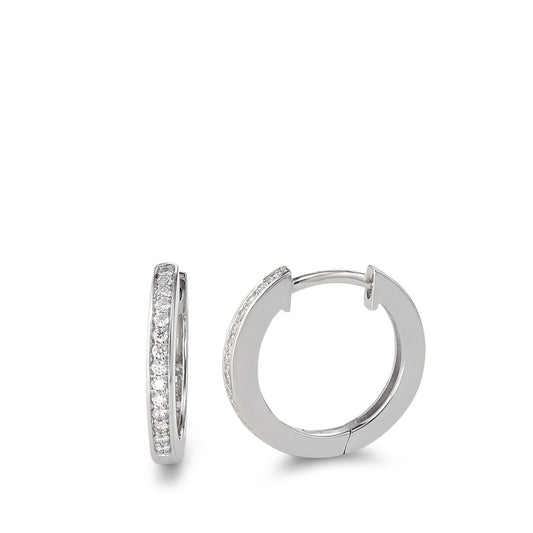 Créoles à charnières Or blanc 18K Diamant 0.14 ct, 28 Pierres, w-si