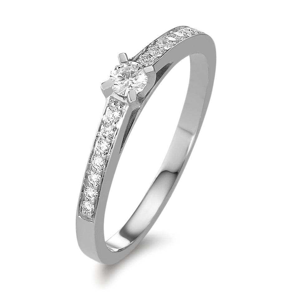 Fingerring 750/18 K Weissgold Diamant 0.17 ct, 15 Steine, w-si