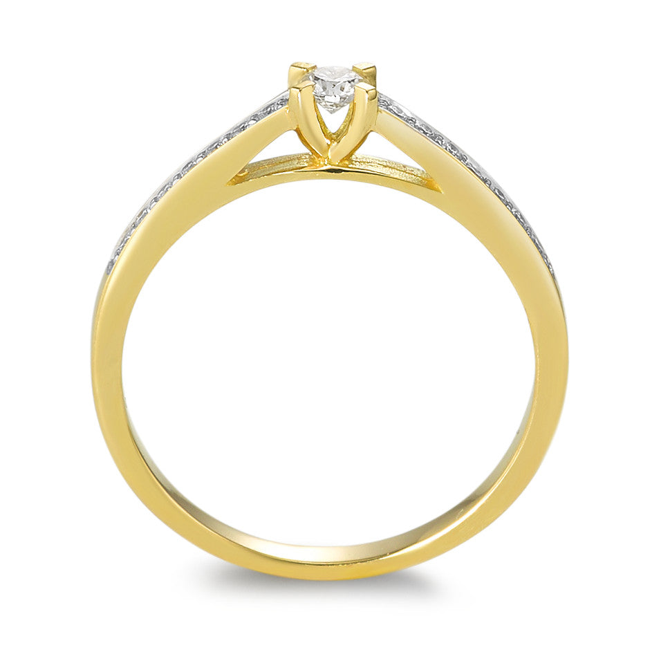 Bague Or jaune 18K Diamant 0.17 ct, 15 Pierres, w-si