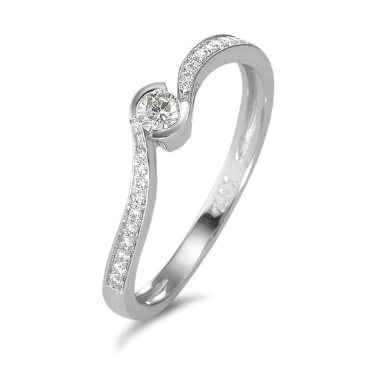 Fingerring 750/18 K Weissgold Diamant 0.16 ct, 21 Steine, w-si