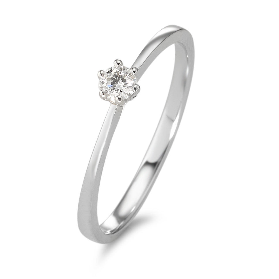 Bague solitaire Or blanc 18K Diamant 0.10 ct, w-si