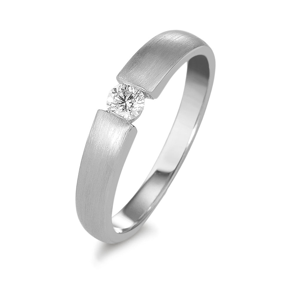 Bague solitaire Or blanc 18K Diamant 0.10 ct, w-si